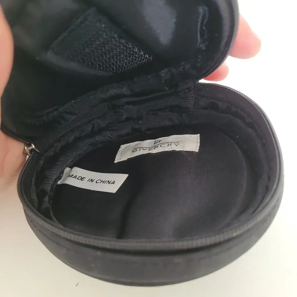 Givenchy Pouch Black Round Double‎ Zip Mesh Cosmetic Toiletry Bag Logo Medium
